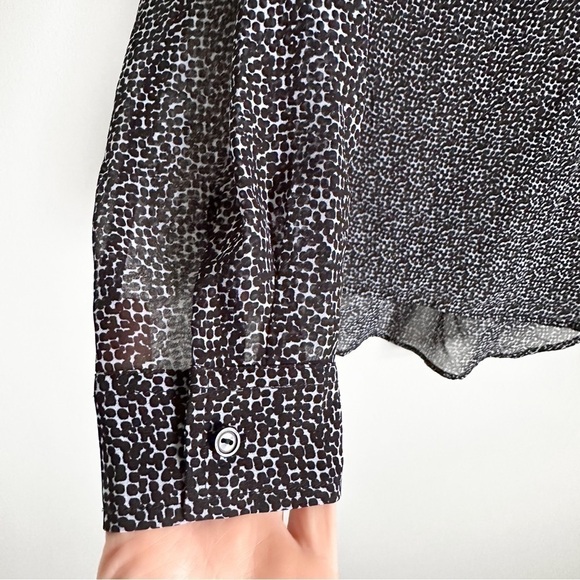 A.N.A A New Approach Navy Blue Speckle Print Poplin Blouse Top sz Small - Picture 4 of 5